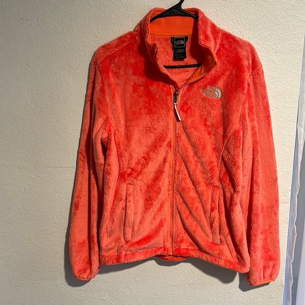 Fuzzy coral the North face full zip